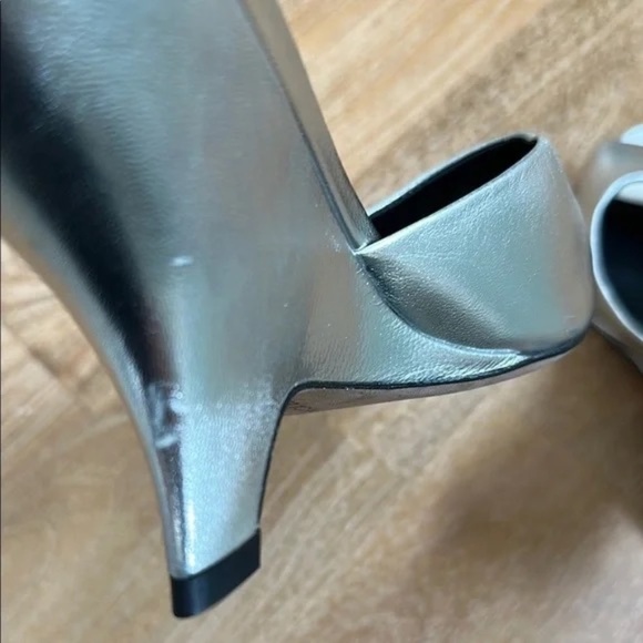 Veronica Beard Mila Silver Metallic Sling Back 8.5 - Picture 9 of 11